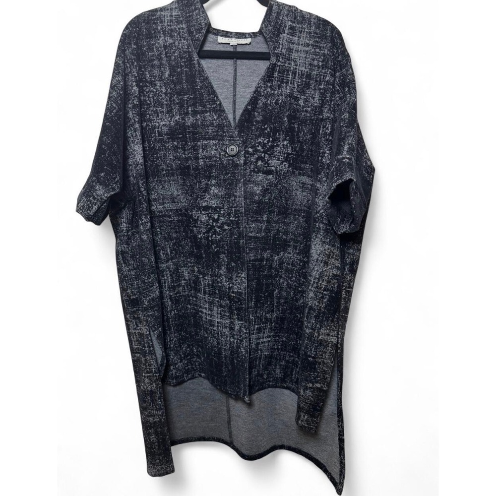 Bryn Walker Womens M Black Grey Abstract Print High Low Oversized